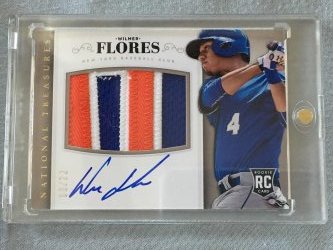 2014 Panini National Treasures Wilmer Flores Rookie Large Patch Auto