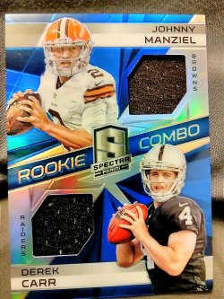 2014 Panini Spectra Derek Carr/Johnny Manziel Rookie Combo Blue Prizm
