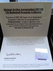 2007-08 Upper Deck Exquisite Michael Jordan Exquisite Exclusives /23 - Certificate Of Authenticity