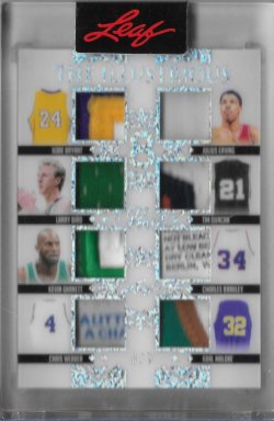 2021-22 Leaf Pearl Multi-Sport The Illustrious 8 Silver Glitter Kobe Bryant / Julius Erving / Larry Bird / Tim Duncan / Kevin Garnett / Charles Barkley / Chris Webber / Karl Malone #ed 3/3