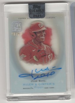 2021 Topps Clearly Authentic Juan Soto Allen & Ginter Clear Autograph
