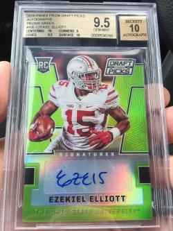 2016 Panini Prizm Draft Picks Ezekiel Elliott RC Auto Prizms Green/5