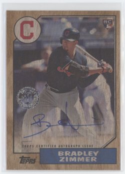    2017 Bradley Zimmer Topps Update 1987 On-Card Auto RC 7/10  Indians #87A-BZ 21C1048