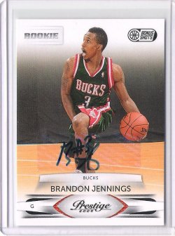 2009 Panini Prestige Brandon Jennings Black Bonus Shots RC Auto