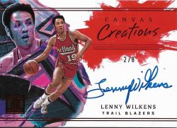 2022-23 Panini Impeccable Canvas Creations Signatures Red Lenny Wilkens #ed 2/8