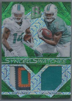 2015 Panini Spectra Jarvis Landry/DeVante Parker Synced Swatches Neon Green Parallel