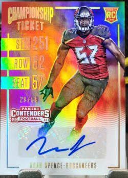 2016 Panini Contenders Noah Spence Rookie Championship Ticket Autograph