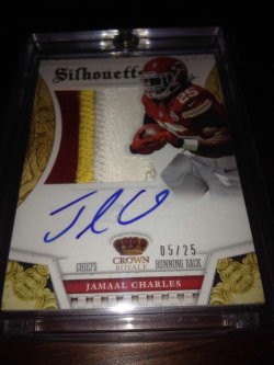 2013 Panini Crown Royal Jamaal Charles 3 Color Patch Auto