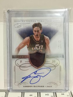 2014 Panini National Treasures Gordon Hayward Material Treasures Signatures