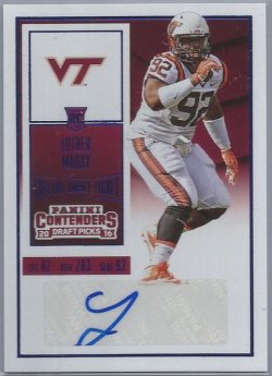 2016 Panini Contenders Draft Picks Luther Maddy College Ticket Autograph Blue Foil Parallel