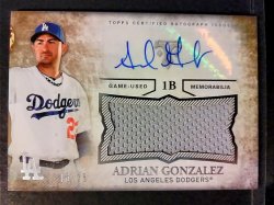 2015 Topps Triple Threads Adrian Gonzalez Unity Autograph Jumbo Relics Gold Parallel