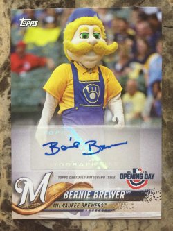 2018 Topps Opening Day Mascot Autographs Bernie Brewer