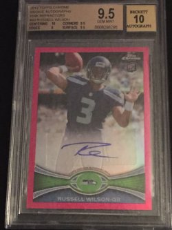 2012 Topps Topps Chrome Rookie Autographs Pink Refractors #40 Russell Wilson