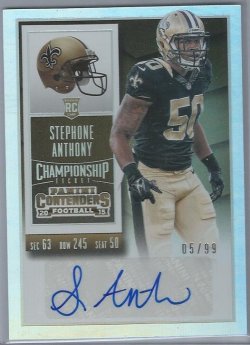 2015 Panini Contenders Stephone Anthony Championship Ticket Parallel