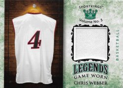2022  Sportkings Volume 3 - Legends Game Worn Materials Green Chris Webber #ed 2/5