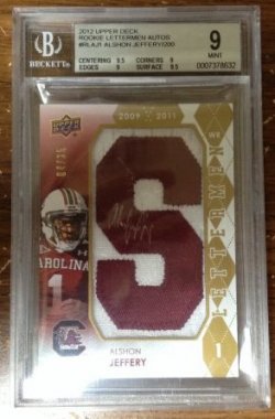 2012 Upper Deck Football Series 1 Alshon Jeffery Rookie Letterman Auto /25