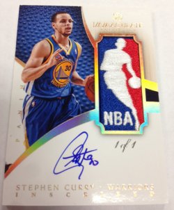 2012-13 Panini Immaculate Stephen Curry Logo Shield Patch Auto 1/1