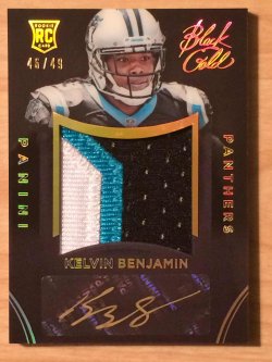 2014 Panini Black & Gold Kelvin Benjamin Auto RD Relic 46/49 (w /Gold Signature)