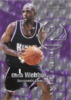 1999-00 Skybox Dominion 2 Point Play Warp Tek Chris Webber / Shawn Kemp Front