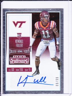    Kendall Fuller 2016 Panini Contenders Draft Picks Bowl Ticket RC AUTO /99