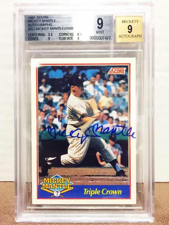 1952 Topps Mickey Mantle Signed Autographed 1991 RC Baseball Card PSA DNA