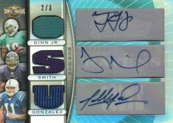    Ted Ginn Jr. 2007 Topps Triple Threads Autographed Relic Combos Sapphires with Troy Smith and Anthony Gonzales 