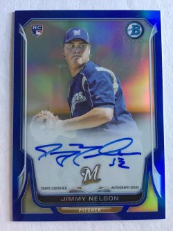2014 Bowman Chrome Rookie Autographs Blue Refractors Jimmy Nelson