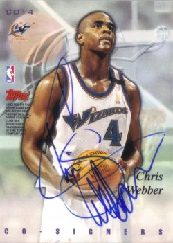1997-98 Topps Stadium Club Co-Signers Chris Webber / Keith Van Horn Back