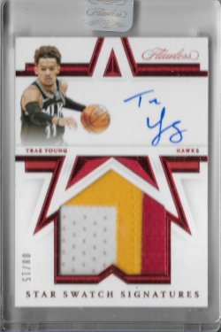 2020-21 Panini Flawless Star Swatch Signatures Ruby Trae Young #ed 8/15