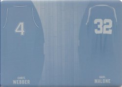 2020 Leaf In The Game Used Sports One on One Relics Printing Plate Cyan Chris Webber / Karl Malone #ed 1/1