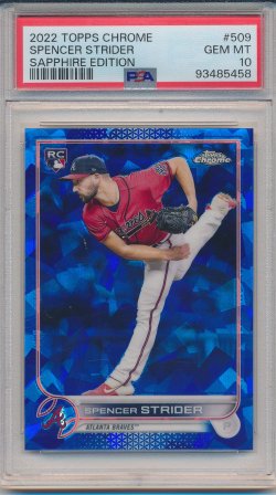    Spencer Strider 2022 Topps Chrome Sapphire RC PSA 10