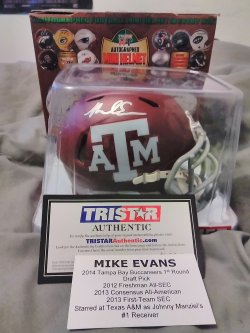 2015 Tri*Star Autographed Mini Helmet Mike Evans Texas A&M Autograph Speed Mini Helmet