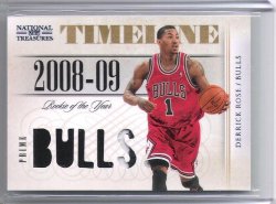 2009 Panini National Treasures Derrick Rose Timeline Materials Prime Patch