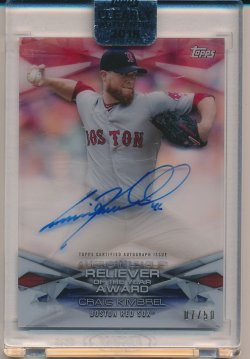    Craig Kimbrel 2018 Topps Clearly Authentic MLB Awards Autographs Red /50