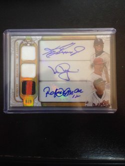 2014 Topps Triple Threads Griffey Jr, McGwire, Roberto Alomar triple auto relic combo. 
