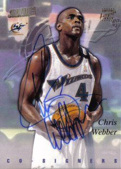 1997-98 Topps Stadium Club Co-Signers Chris Webber / Karl Malone Front
