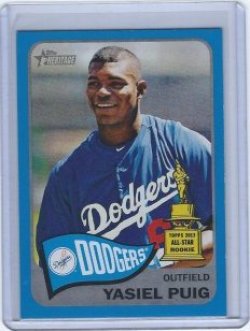 2014 Topps Heritage Yasiel Puig blue sp