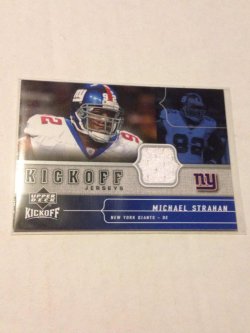 MICHAEL STRAHAN 2007 UD SP ROOKIE THREADS DUAL GAME USED JERSEY PATCH NY  GIANTS