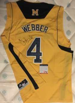 2016 Adidas Chris Webber AU Michigan Jersey PSA/DNA Authenticated