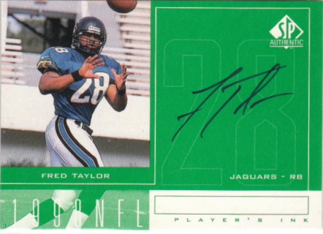 Fred Taylor player worn jersey patch football card (Jacksonville