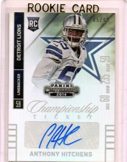 2014 Panini Contenders Anthony Hitchens Championship Contenders Auto