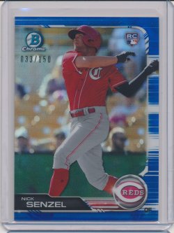    Nick Senzel 2019 Bowman Chrome Blue Refractor RC /150