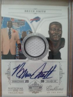    2011 National Treasures Bruce Smith HOF Emblems Auto Jersey