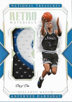 2018-19 Panini National Treasures Retro Materials Super Prime Anfernee Hardaway #ed 1/1