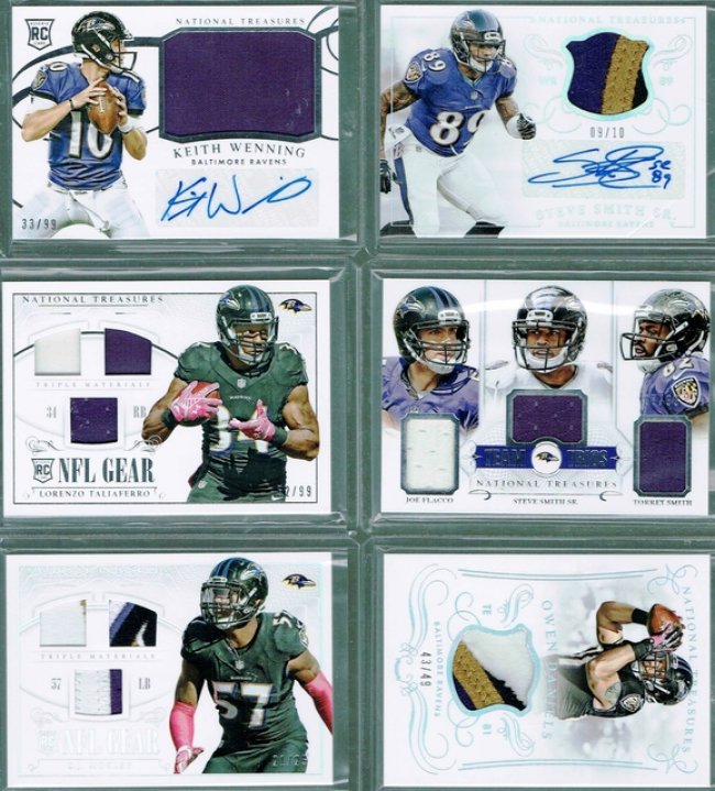 LORENZO TALIAFERRO 2014 NATIONAL TREASURES ROOKIE RAVENS DUAL JERSEY PATCH  /99!!