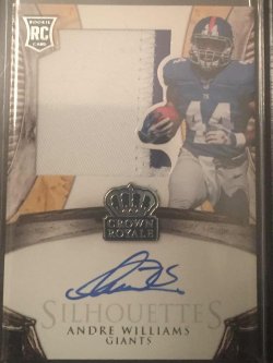 2014 Panini Crown Royale Andre Williams Silhouettes Patch On-card Auto 77/99 RC