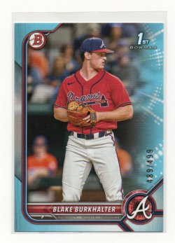 2022 Topps Bowman Draft Sky Blue Blake Burkhalter (Bowman 1st) (All Copies 489/499)