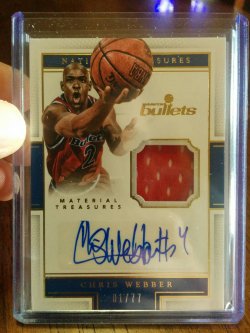 2015-16 Panini National Treasures Chris Webber Material Treasures AU #1/77
