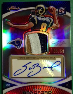 2010 Topps Finest Sam Bradford Patch/auto Red Refractor