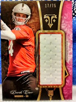 2014 Topps Triple Threads Derek Carr Rookie Jumbo Relic Purple Parallel
